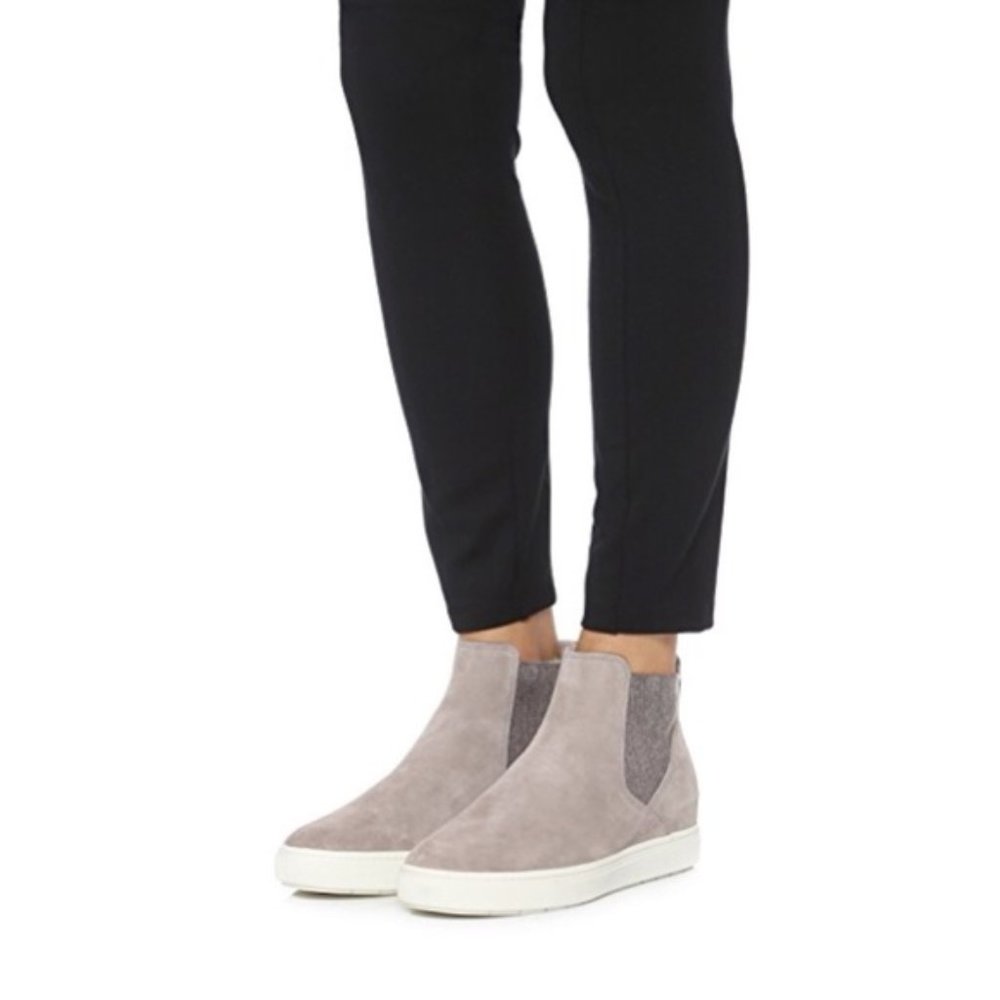 Vince Women's Gray Suede High-Top Slip-On Sneakers